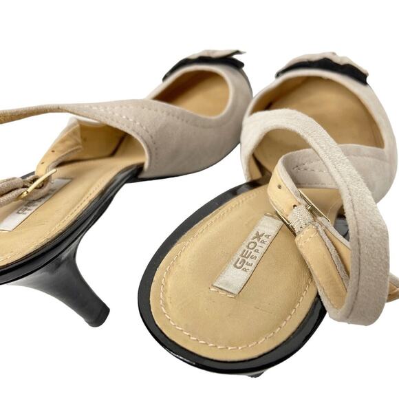 Geox Respira Sling Back Heels Patent Leather Black Nude Womens 40‎ EU 10 US - Picture 4 of 11